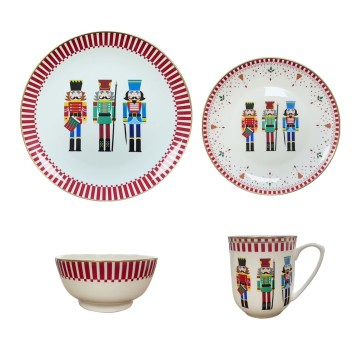 Set de 4 piezas Por Persona Cascanueces Rojo Navidad