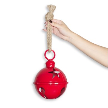 Cascabel 16cm metal rojo brillante navidad