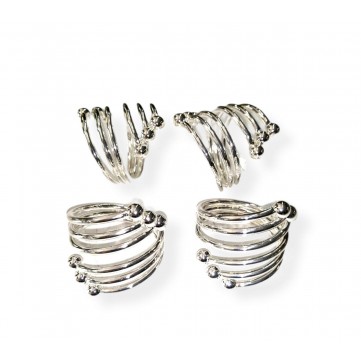 Set 4pzs aros para servilleta espiral plata