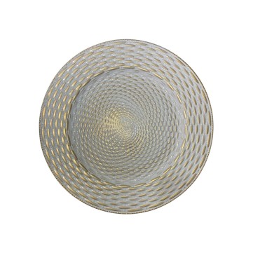 Bajo plato melamina texturizado cuadros cake blanco