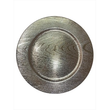 Bajo plato melamina texturizado vintage wood dorado 