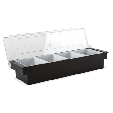 Caja de condimentos para bar 4 compartimientos, plástico