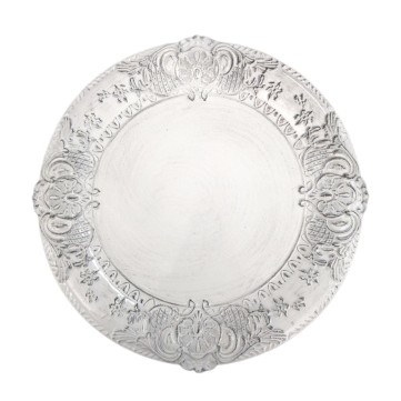 Plato de presentación blanco rustico orilla grabada