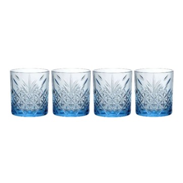Set 4 pzs vaso whiskey blue glass 