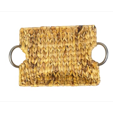 CANASTA 33X25X9CM CHAROLA DE LIRIO RECTANGULAR ASA DE METAL  