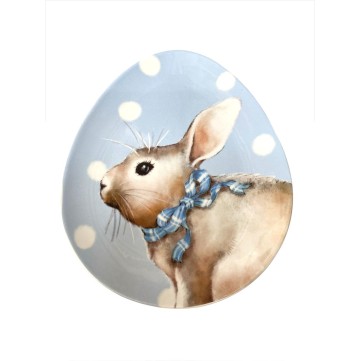 PLATO OVALADO CONEJO PASCUA AZUL