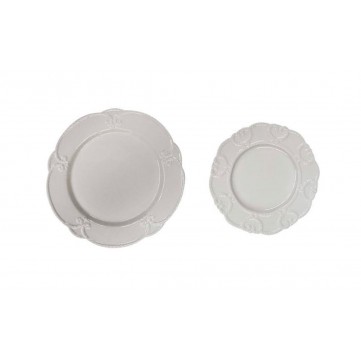 Platos 2 pzas trinche 27 cm y pastelero 20cm Blancos con relieve (Charlotte)