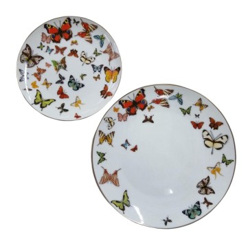 Platos 2 pzas Trinche 27cm y Pastelero 20cm (mariposas)