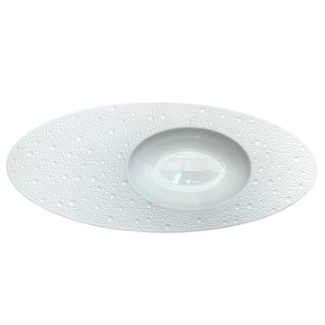 PLATO DE CERAMICA BLANCA SATURNO TROQUELADO 20.5CM IMP