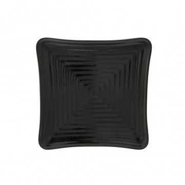 Plato square con relieve 23cm melamina negra brillante 