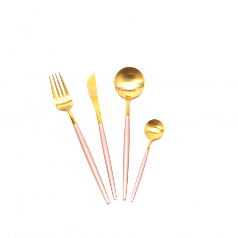 Cubiertos Set X4 Dorado Acero Inoxidable Italy Luxury Oro