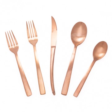 Set de cubiertos 5pzs aura rose gold