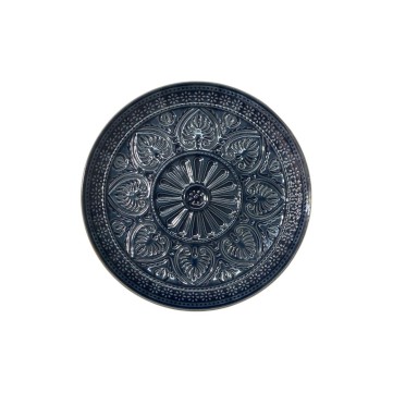 Plato trinche 27cm azul diseño hojas 