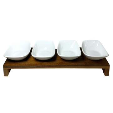 Juego 4 bowl baguette+base de madera
