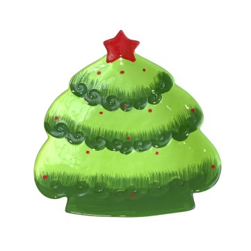 Plato de porcelana diseño arbol verde