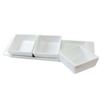 Juego 3 Salseras+Bandeja Recta 30x9cm 