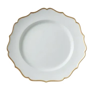 Bajo Plato Madam Blanco Filo Dorado 