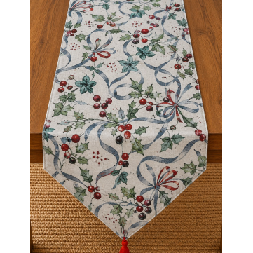 Camino Gobelino  Cherry Blanco 2mts x 47cm Navidad