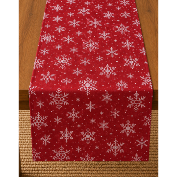 Camino Gobelino Copos de Nieve 2mts x 47cm Navidad
