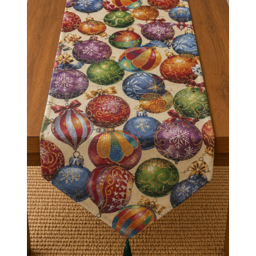 Camino Gobelino Esferas Colores 2mts x 47cm Navidad 