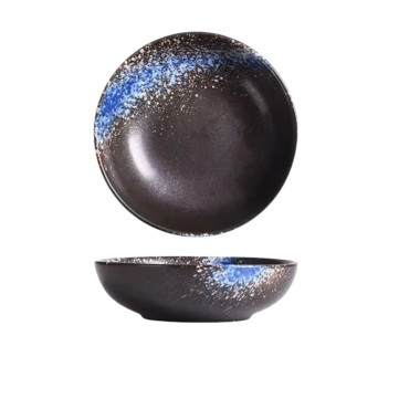 Bowl Negro Pintas Cafe y Azul 16x5cm 