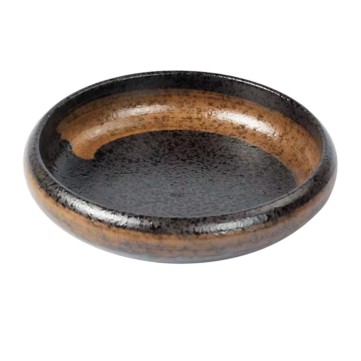 Bowl De Ceramica Negro Pinceladas Cafe 14x3.9cm 
