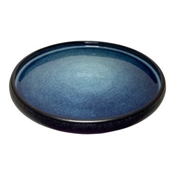 Plato Postre 22cm Magma Negro Interior Azul Mod vz70-02-034