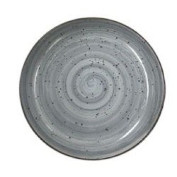 Plato Trinche Gris Diseño Espiral Pecas con Filo Café 23cm 