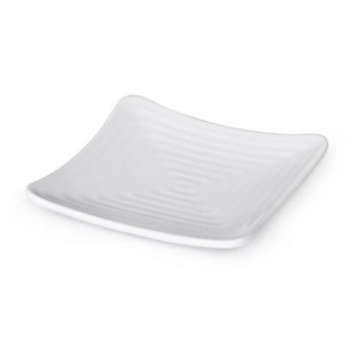 Plato Cuadrado con Relieve 19cm Melamina Blanca Brillante 