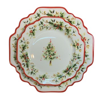 Juego 2pz Vajilla Navidad Encantada Árbol Verde 