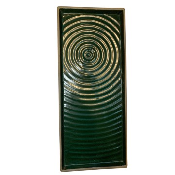 Plato Rectangular Verde Diseño Ondas 31x13 