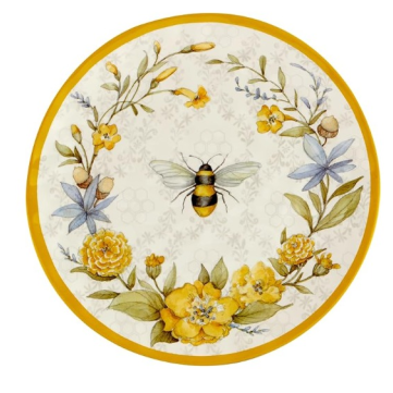 Plato Pastelero Diseño Abeja Floral 