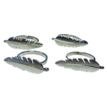 Jgo de 4 Servilleteros Plateados Diseño Hoja 5.74 X1.7X4 