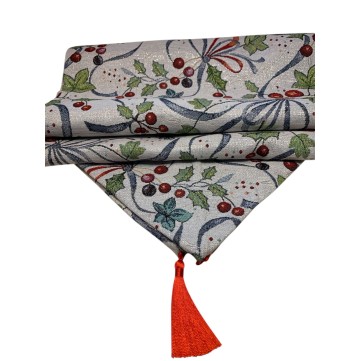 Camino Gobelino  Cherry Blanco 2mts x 47cm Navidad