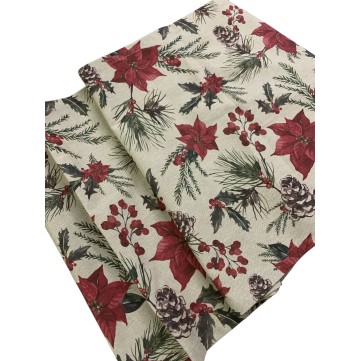 Camino Gobelino Noche Buena Beige 2mts x 47cm Navidad