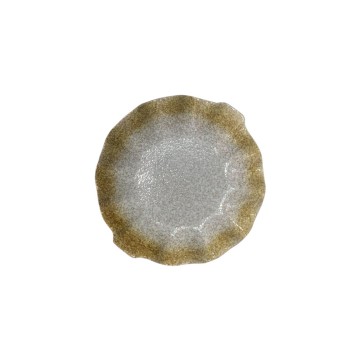 Plato trinche orilla ondas blanco filo café 25.5x5cm 