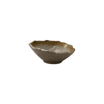 Bowl de cerámica inclinado beige filo café 18X8cm