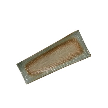Bandeja rectangular amaderada verde y cafe 31.5x13x10.5cm 
