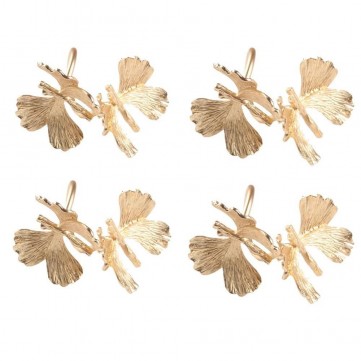 Set 4pzs aros de servilleta mariposas doradas