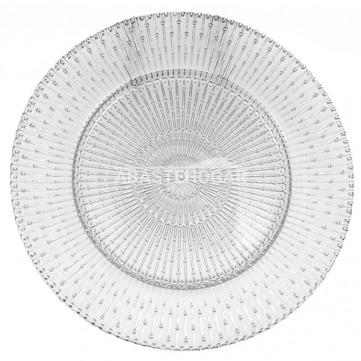 Plato de presentación cristal diseño líneas plateadas 
